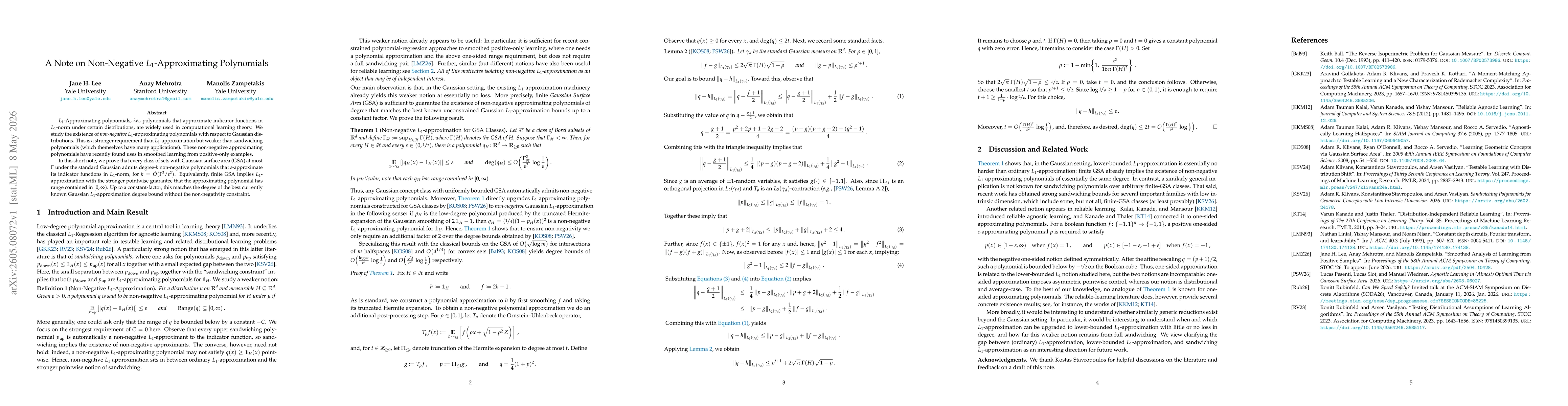 Thumbnail for A Note on Non-Negative $L_1$-Approximating Polynomials