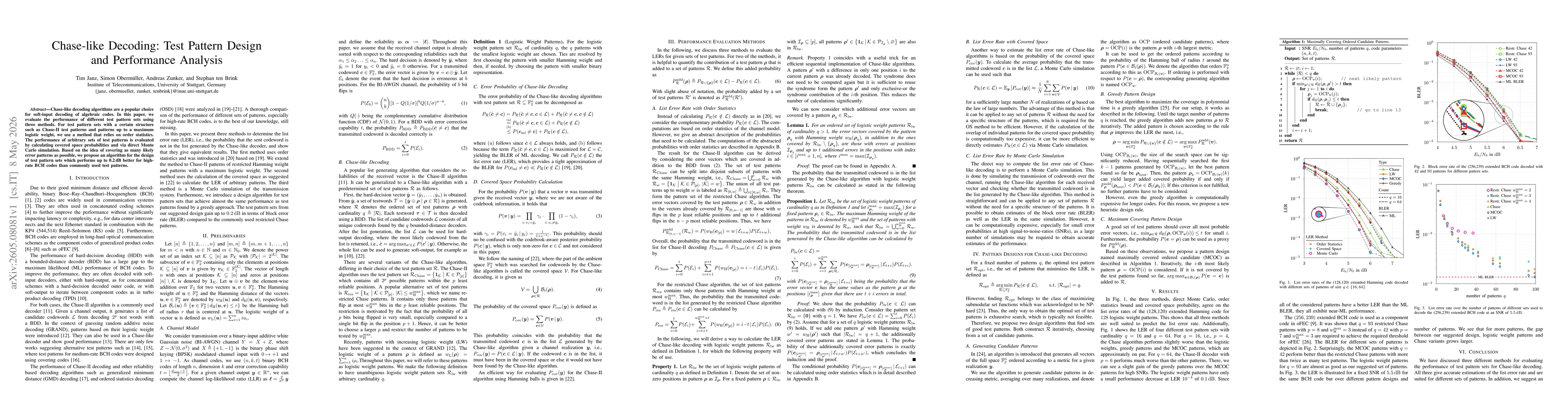 Thumbnail for Chase-like Decoding: Test Pattern Design and Performance Analysis