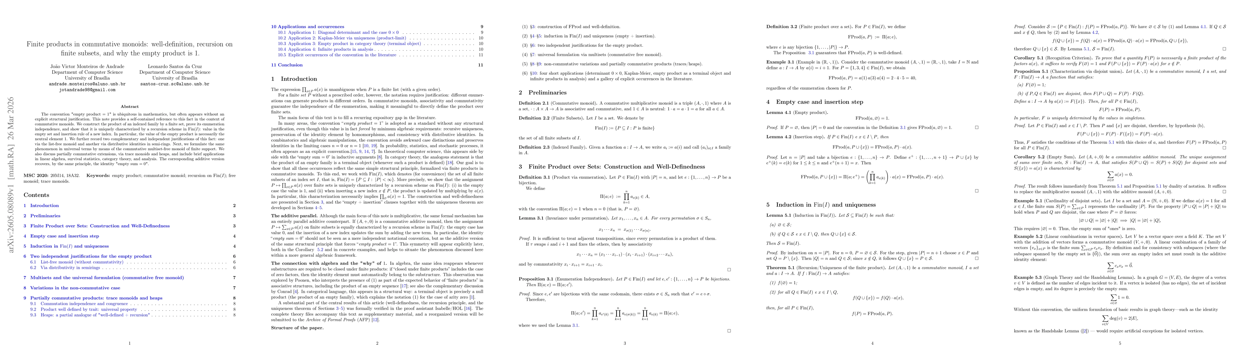Thumbnail for Finite products in commutative monoids: well-definition, recursion on finite subsets, and why the empty product is $1$
