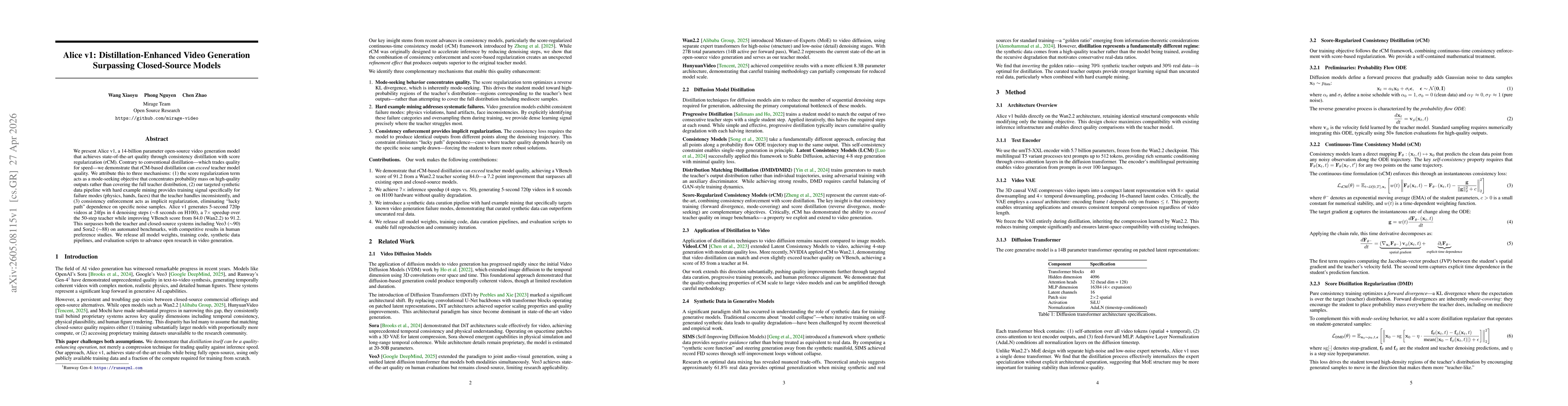 Thumbnail for Alice v1: Distillation-Enhanced Video Generation Surpassing Closed-Source Models