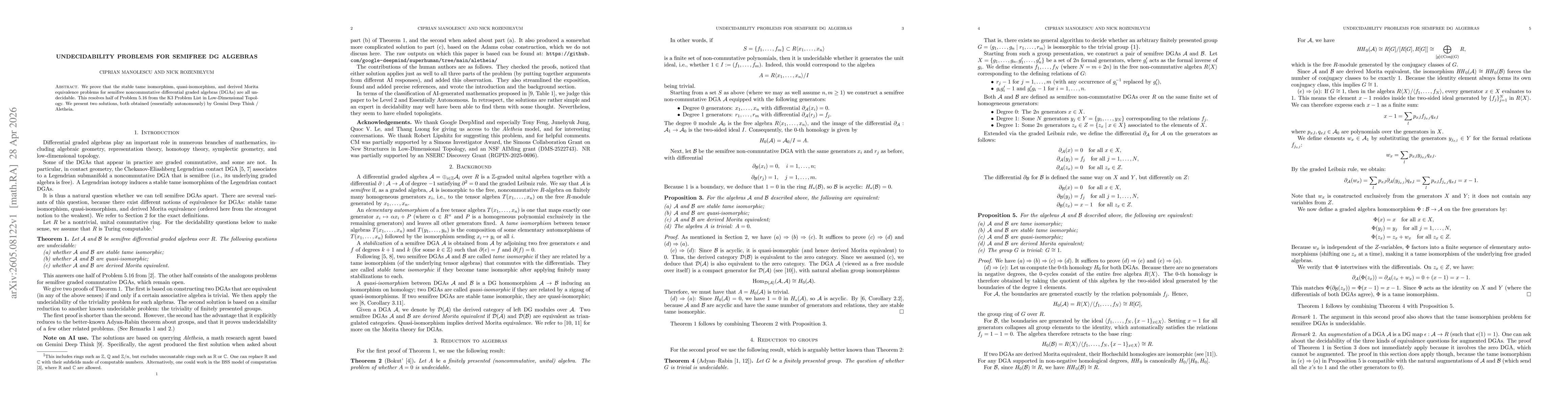 Thumbnail for Undecidability problems for semifree DG algebras