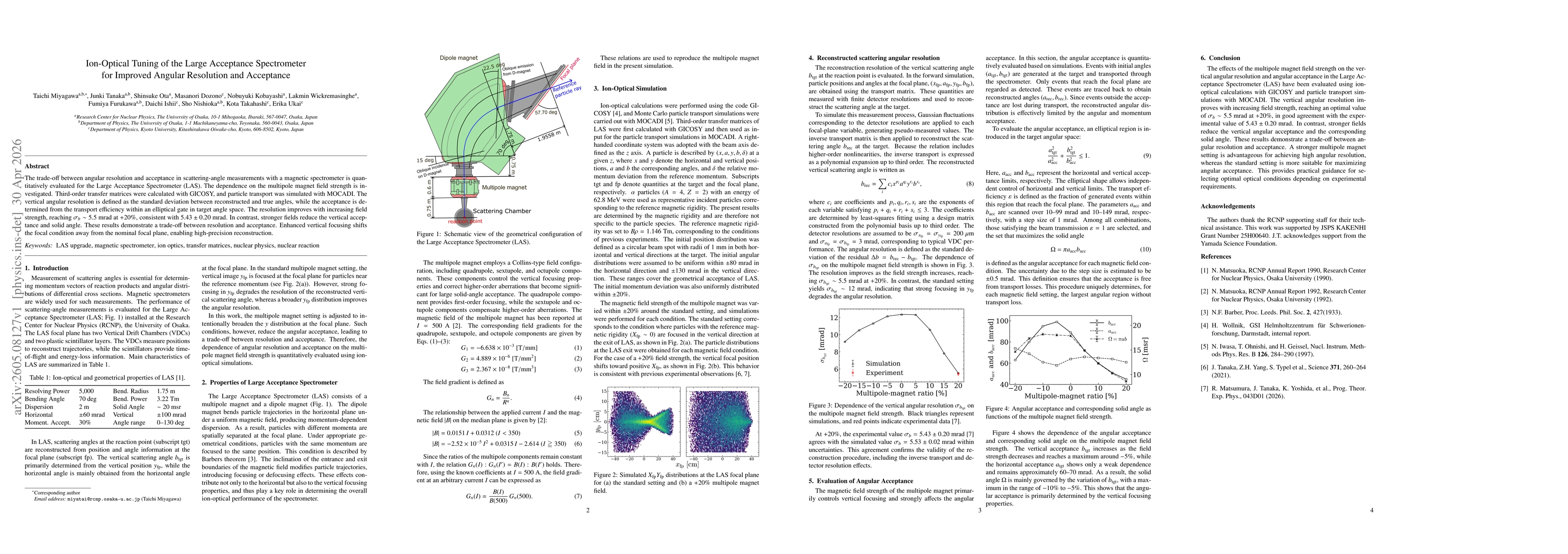 Thumbnail for Ion-Optical Tuning of the Large Acceptance Spectrometer for Improved Angular Resolution and Acceptance
