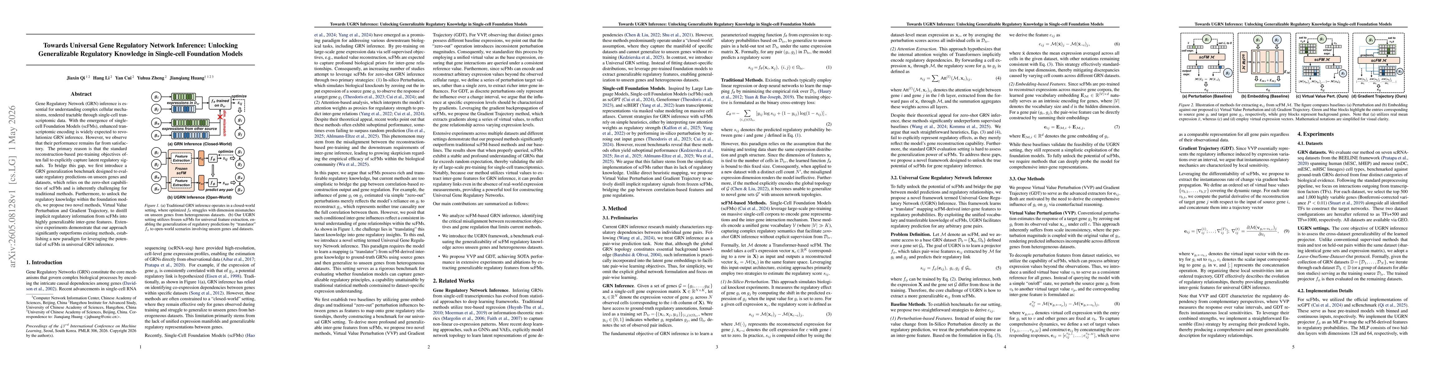 Thumbnail for Towards Universal Gene Regulatory Network Inference: Unlocking Generalizable Regulatory Knowledge in Single-cell Foundation Models