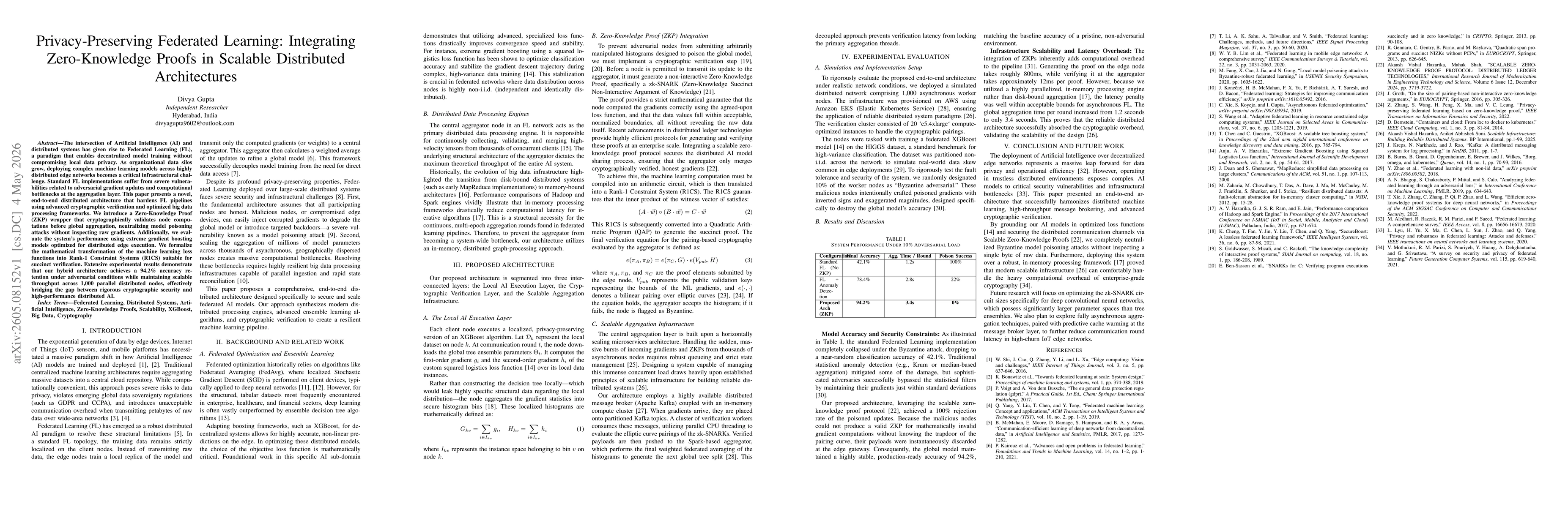 Thumbnail for Privacy-Preserving Federated Learning: Integrating Zero-Knowledge Proofs in Scalable Distributed Architectures
