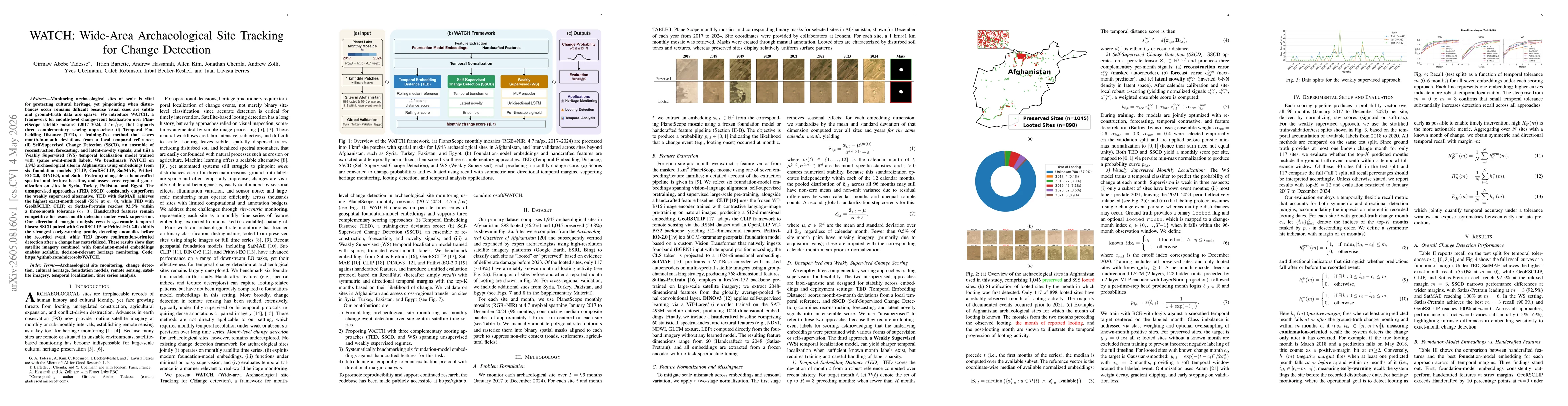 Thumbnail for WATCH: Wide-Area Archaeological Site Tracking for Change Detection