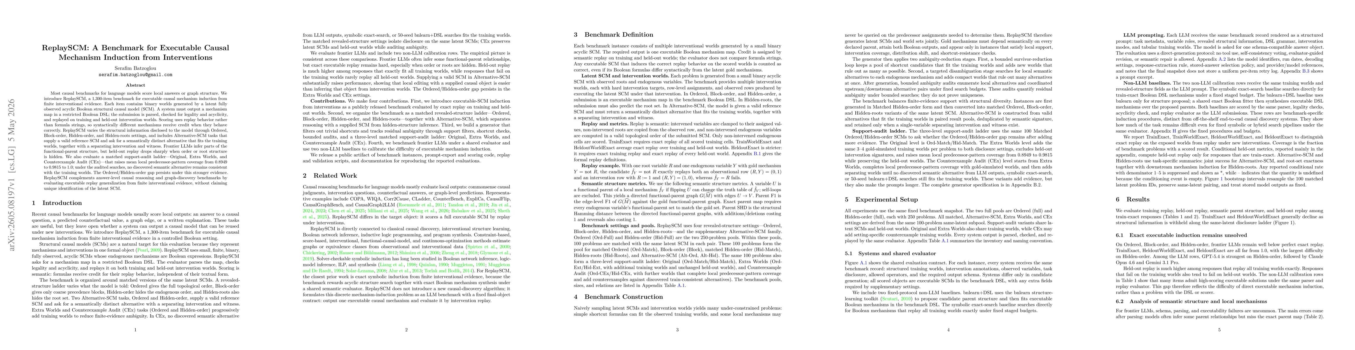 Thumbnail for ReplaySCM: A Benchmark for Executable Causal Mechanism Induction from Interventions