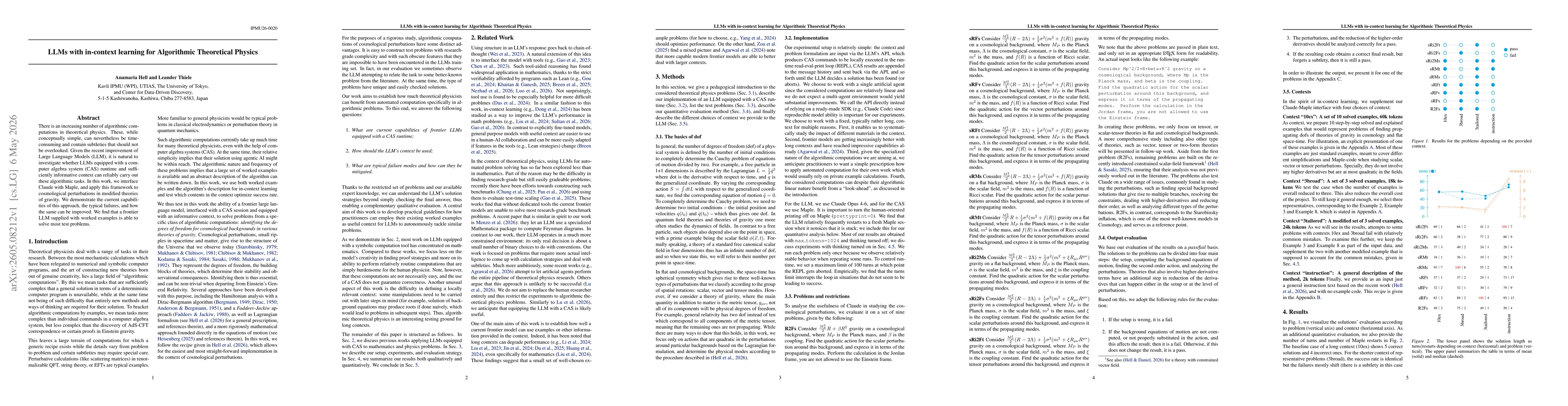 Thumbnail for LLMs with in-context learning for Algorithmic Theoretical Physics
