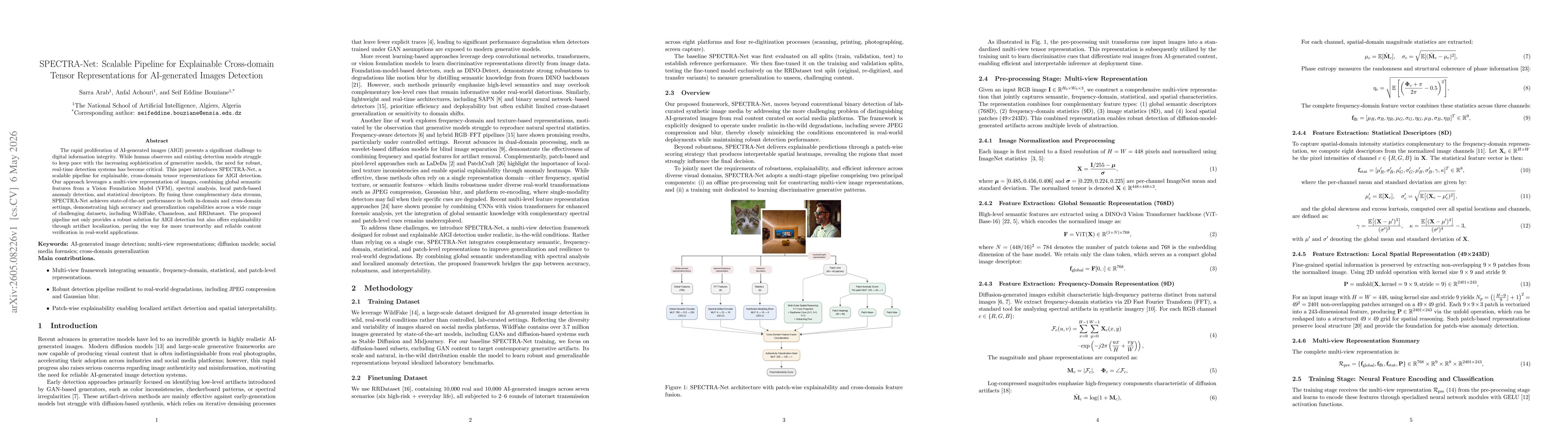 Thumbnail for SPECTRA-Net: Scalable Pipeline for Explainable Cross-domain Tensor Representations for AI-generated Images Detection