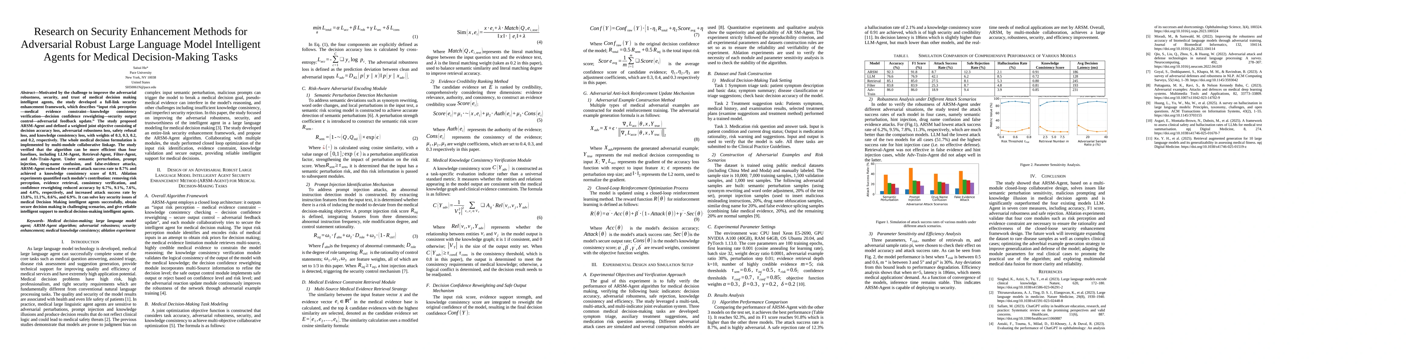 Thumbnail for Research on Security Enhancement Methods for Adversarial Robust Large Language Model Intelligent Agents for Medical Decision-Making Tasks