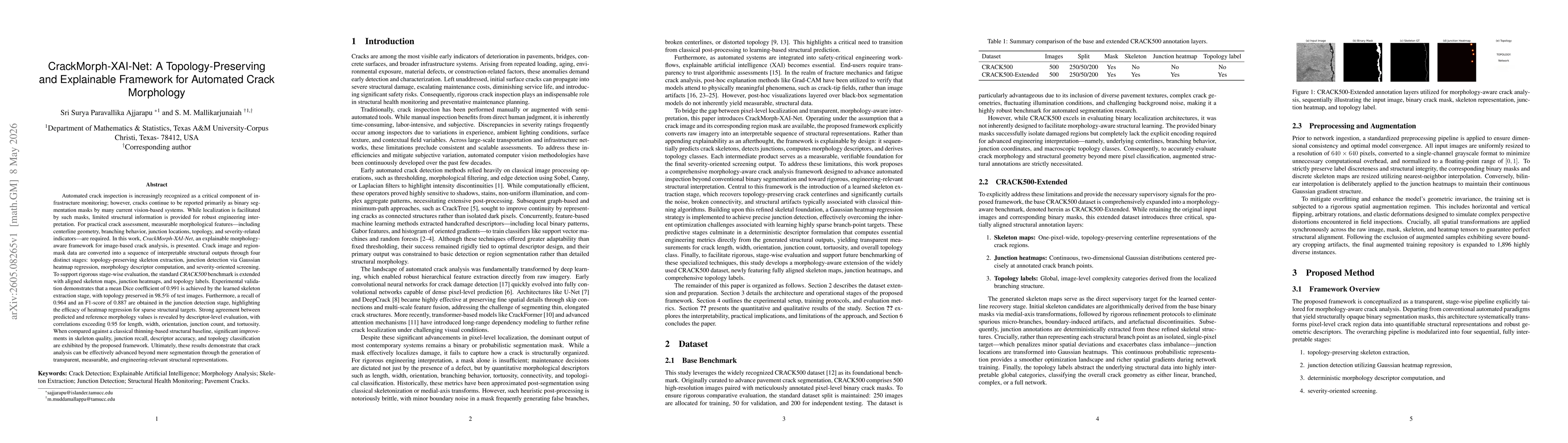 Thumbnail for CrackMorph-XAI-Net: A Topology-Preserving and Explainable Framework for Automated Crack Morphology