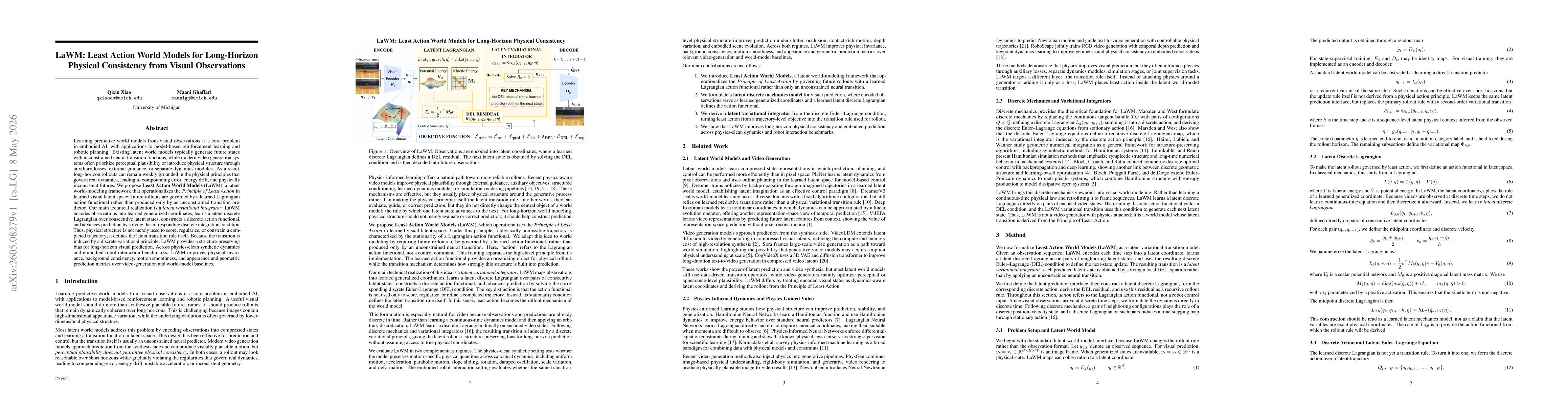 Thumbnail for LaWM: Least Action World Models for Long-Horizon Physical Consistency from Visual Observations
