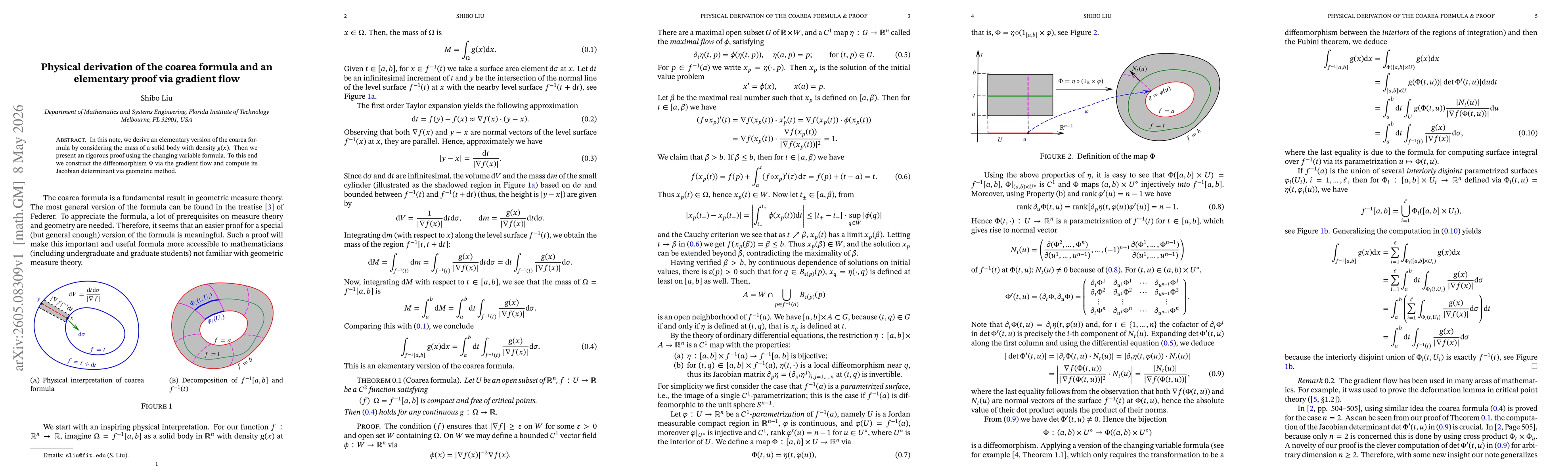 Thumbnail for Physical derivation of the coarea formula and an elementary proof via gradient flow