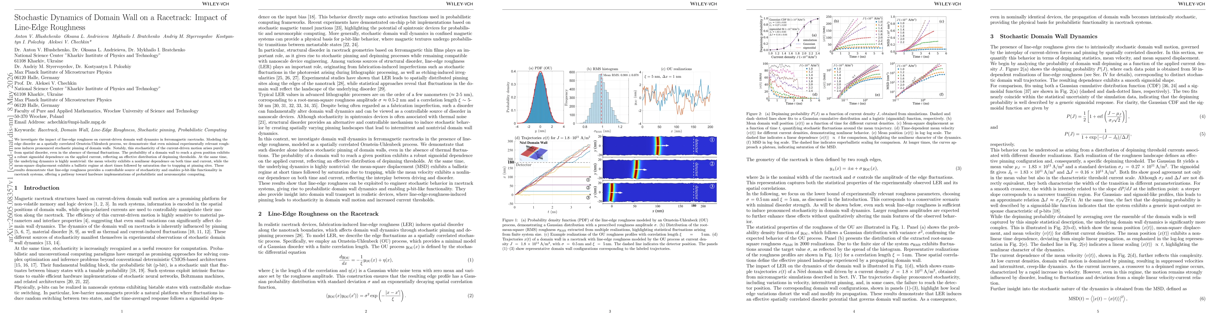 Thumbnail for Stochastic Dynamics of Domain Wall on a Racetrack: Impact of Line-Edge Roughness