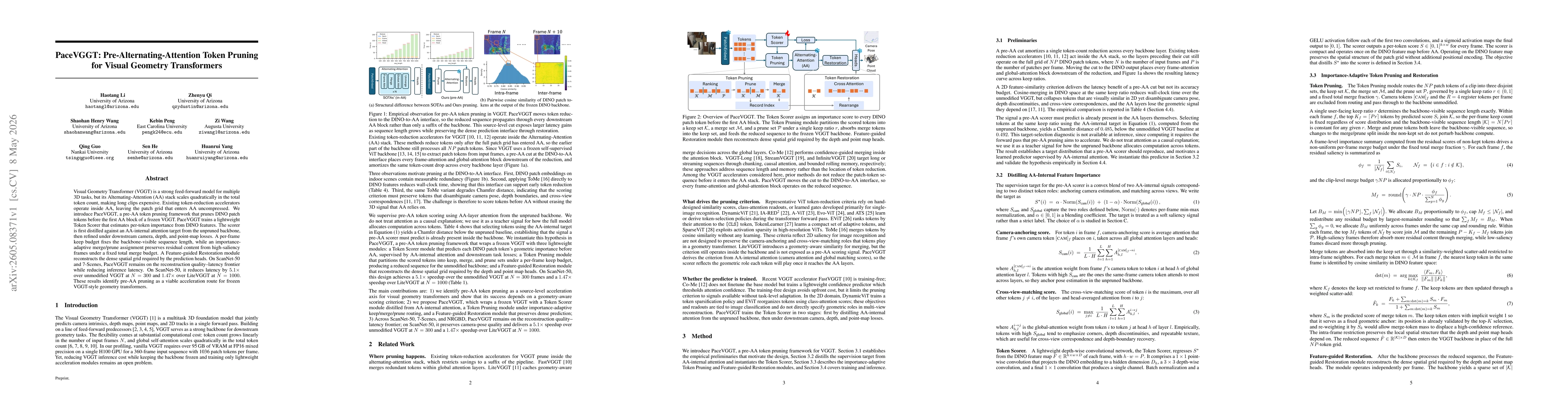 Thumbnail for PaceVGGT: Pre-Alternating-Attention Token Pruning for Visual Geometry Transformers