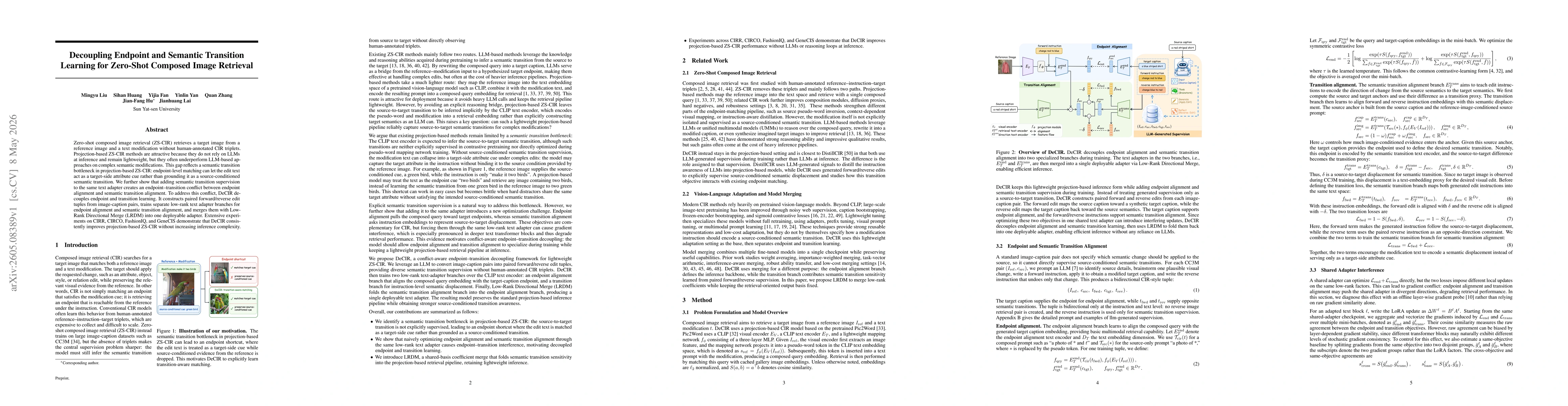 Thumbnail for Decoupling Endpoint and Semantic Transition Learning for Zero-Shot Composed Image Retrieval