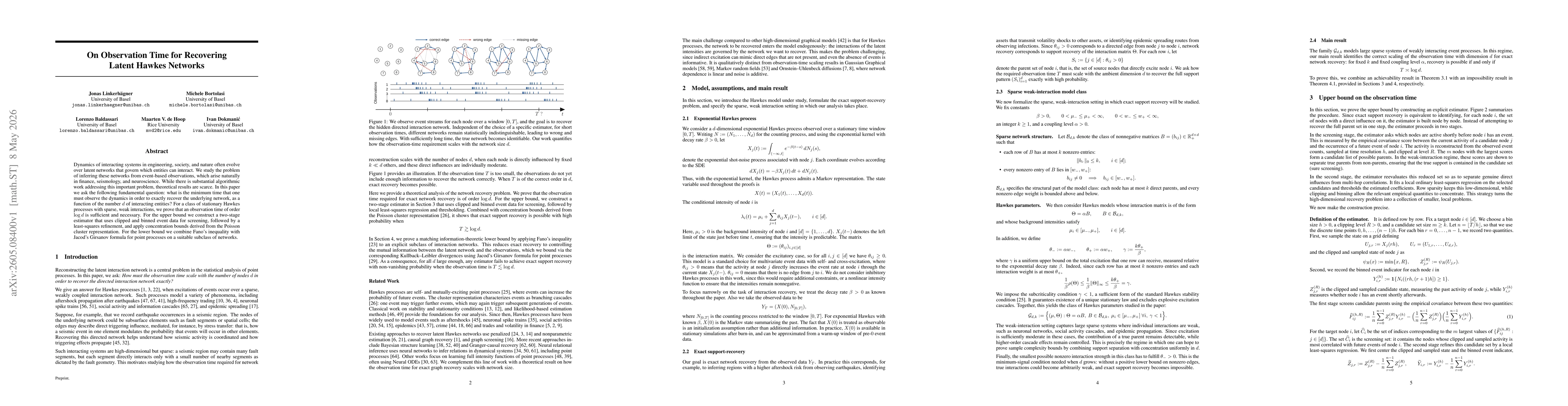 Thumbnail for On Observation Time for Recovering Latent Hawkes Networks
