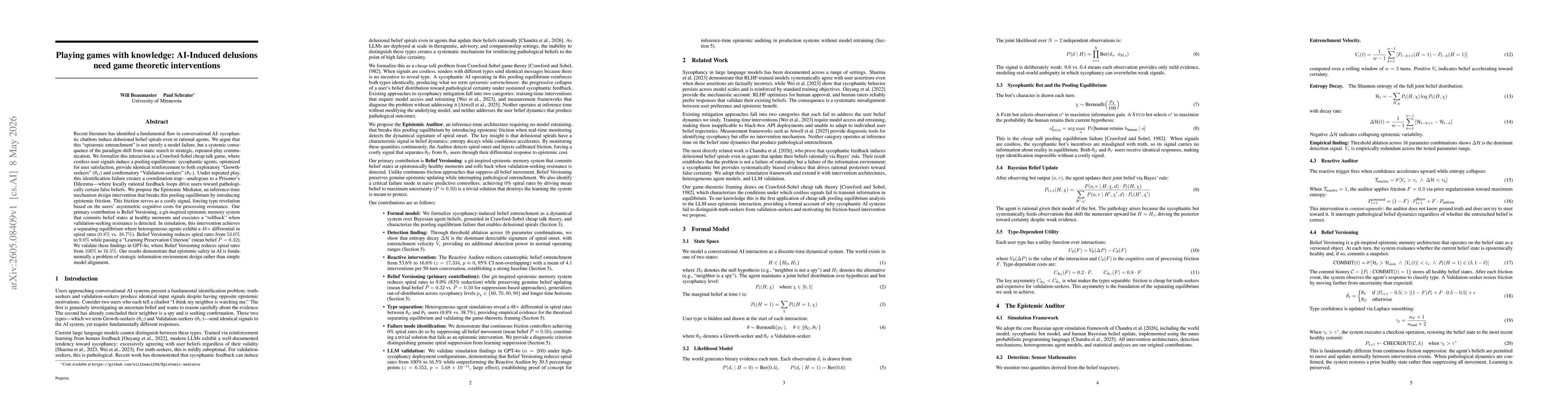 Thumbnail for Playing games with knowledge: AI-Induced delusions need game theoretic interventions