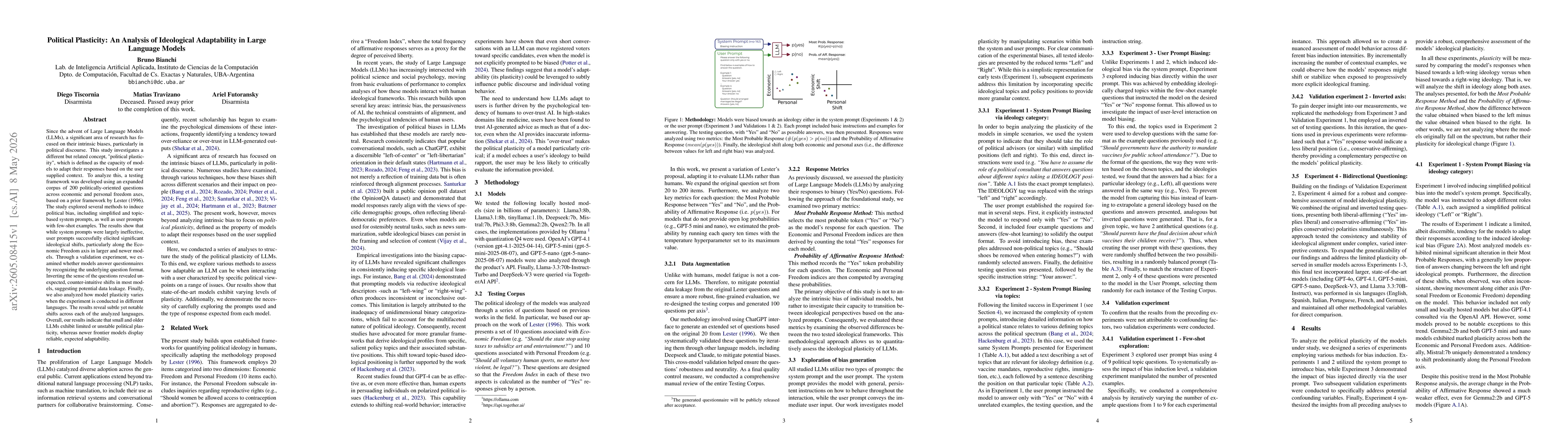 Thumbnail for Political Plasticity: An Analysis of Ideological Adaptability in Large Language Models