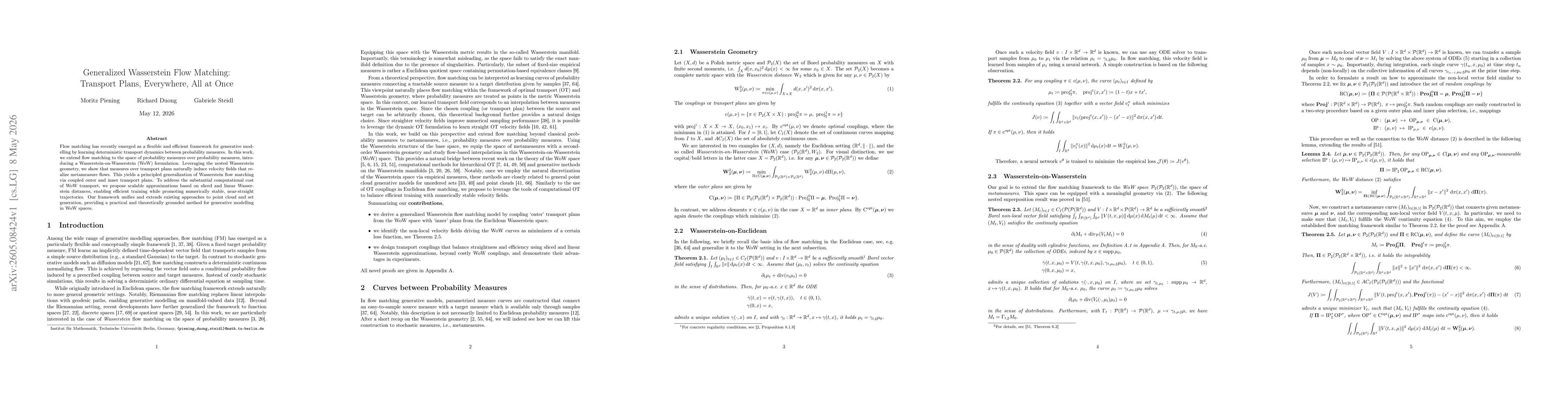 Thumbnail for Generalized Wasserstein Flow Matching: Transport Plans, Everywhere, All at Once