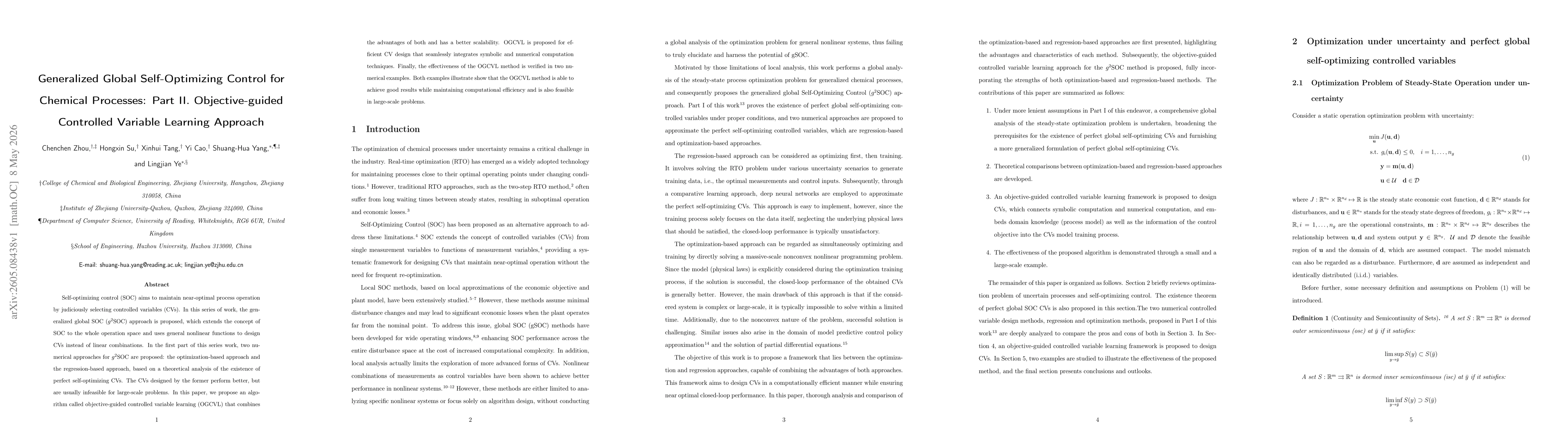 Thumbnail for Generalized Global Self-Optimizing Control for Chemical Processes: Part II Objective-Guided Controlled Variable Learning Approach