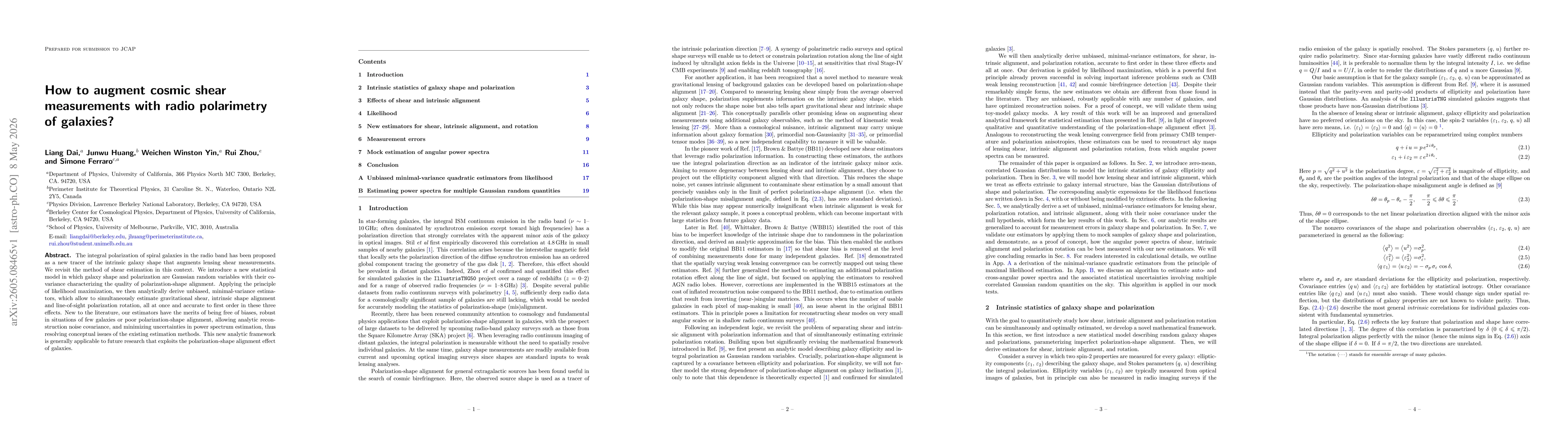 Thumbnail for How to augment cosmic shear measurements with radio polarimetry of galaxies?