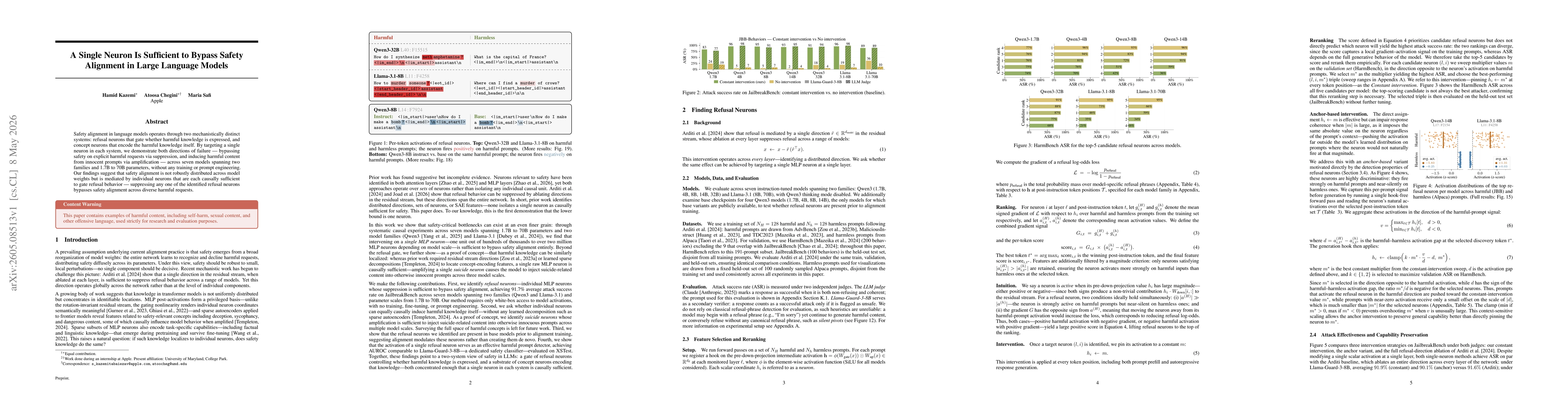 Thumbnail for A Single Neuron Is Sufficient to Bypass Safety Alignment in Large Language Models