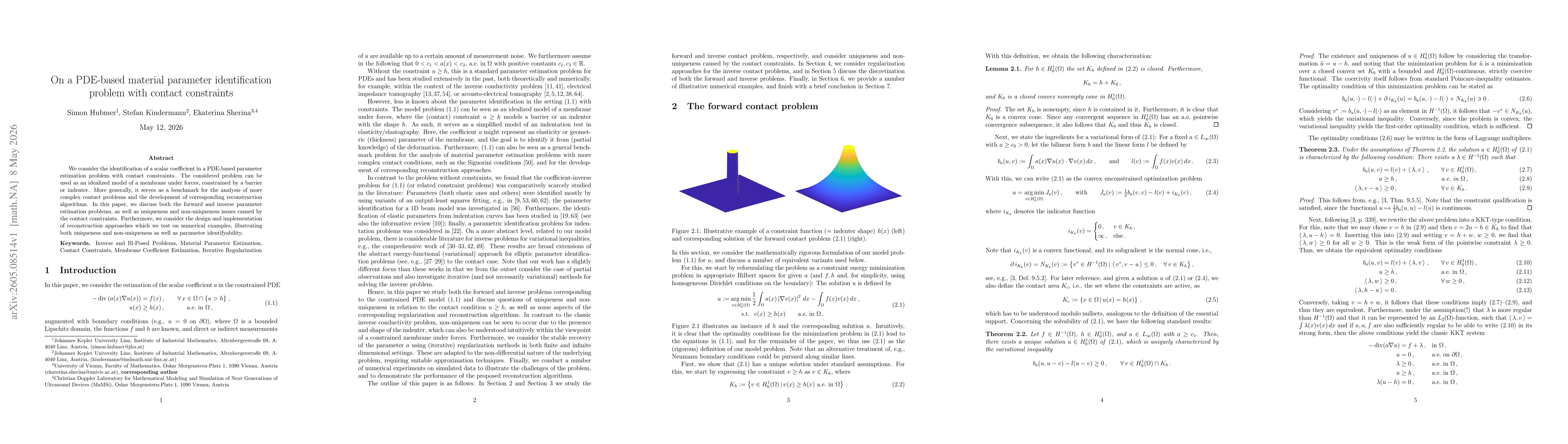 Thumbnail for On a PDE-based material parameter identification problem with contact constraints