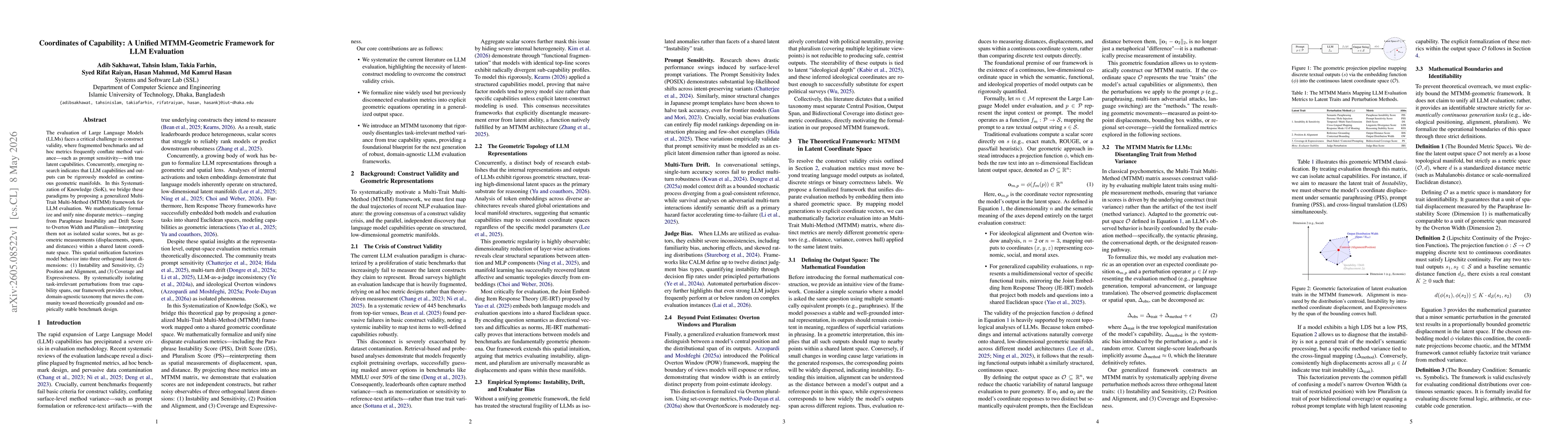 Thumbnail for Coordinates of Capability: A Unified MTMM-Geometric Framework for LLM Evaluation