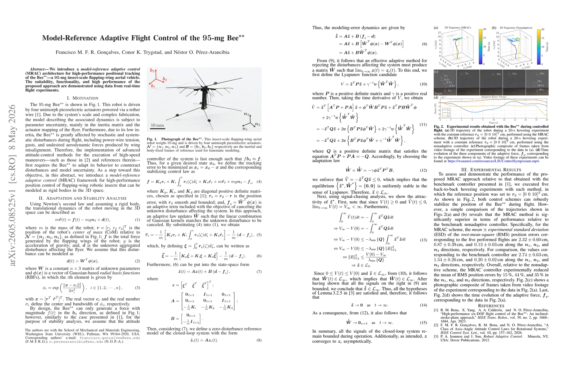 Thumbnail for Model-Reference Adaptive Flight Control of the 95-mg Bee++