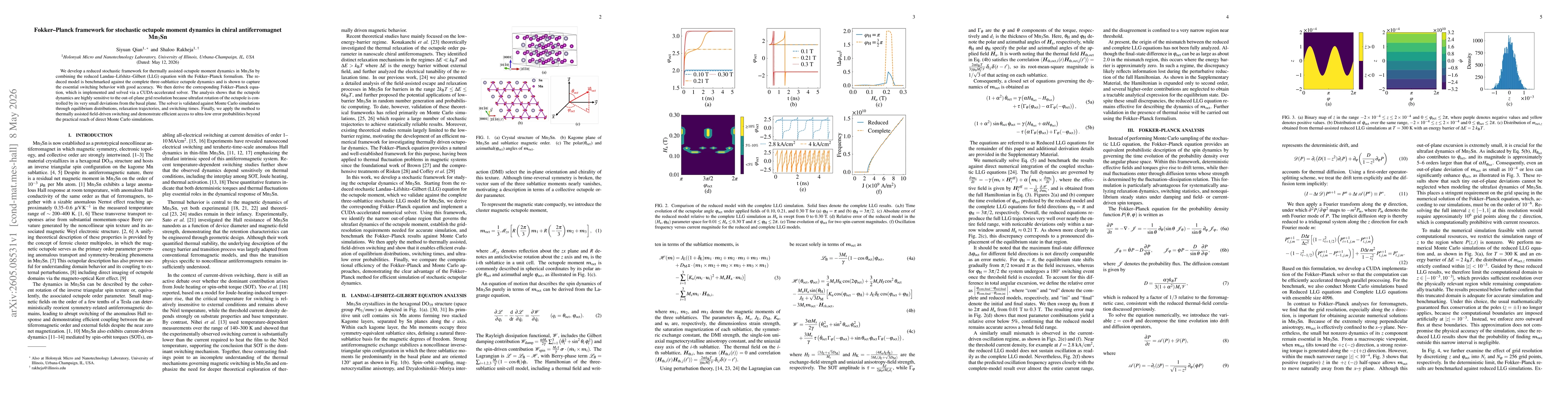 Thumbnail for Fokker--Planck framework for stochastic octupole moment dynamics in chiral antiferromagnet Mn3Sn