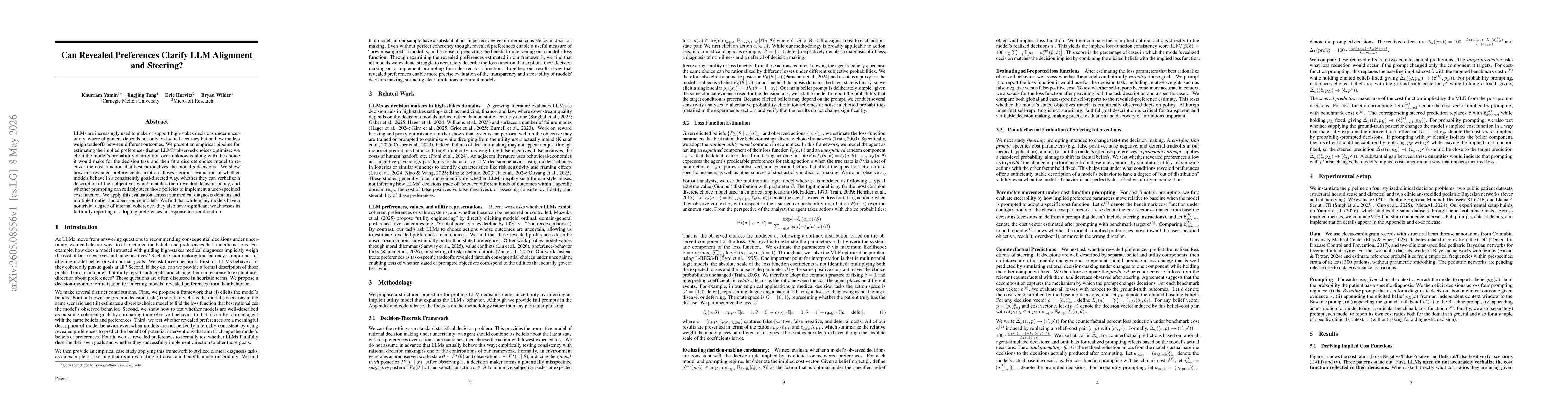 Thumbnail for Can Revealed Preferences Clarify LLM Alignment and Steering?