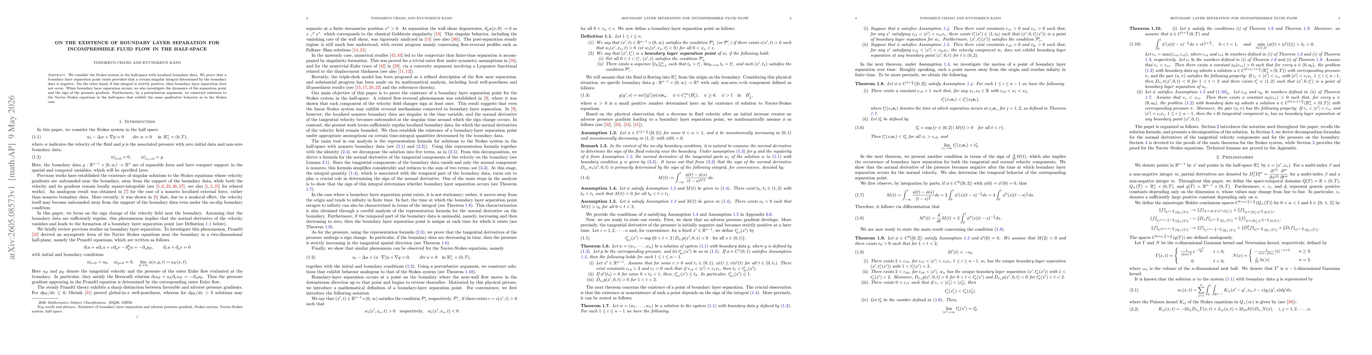 Thumbnail for On the Existence of Boundary Layer Separation for Incompressible Fluid Flow in the Half-Space