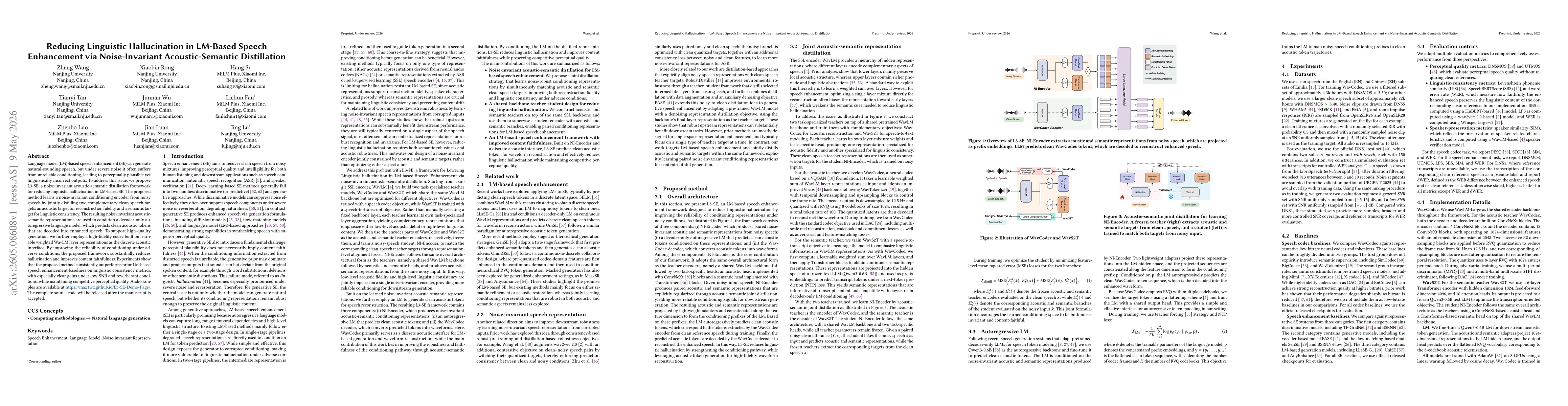 Thumbnail for Reducing Linguistic Hallucination in LM-Based Speech Enhancement via Noise-Invariant Acoustic-Semantic Distillation