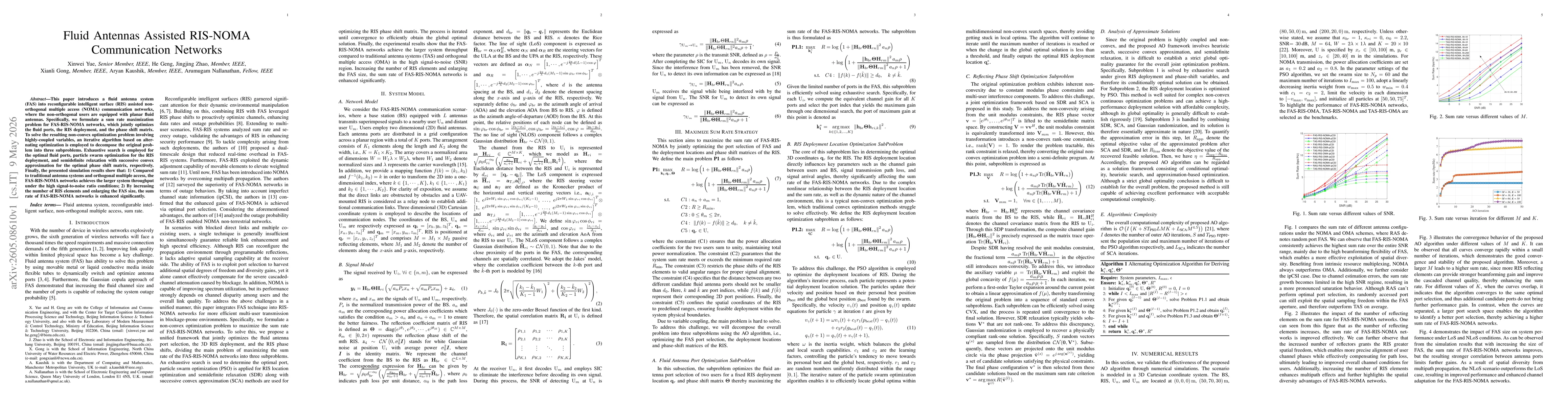 Thumbnail for Fluid Antennas Assisted RIS-NOMA Communication Networks