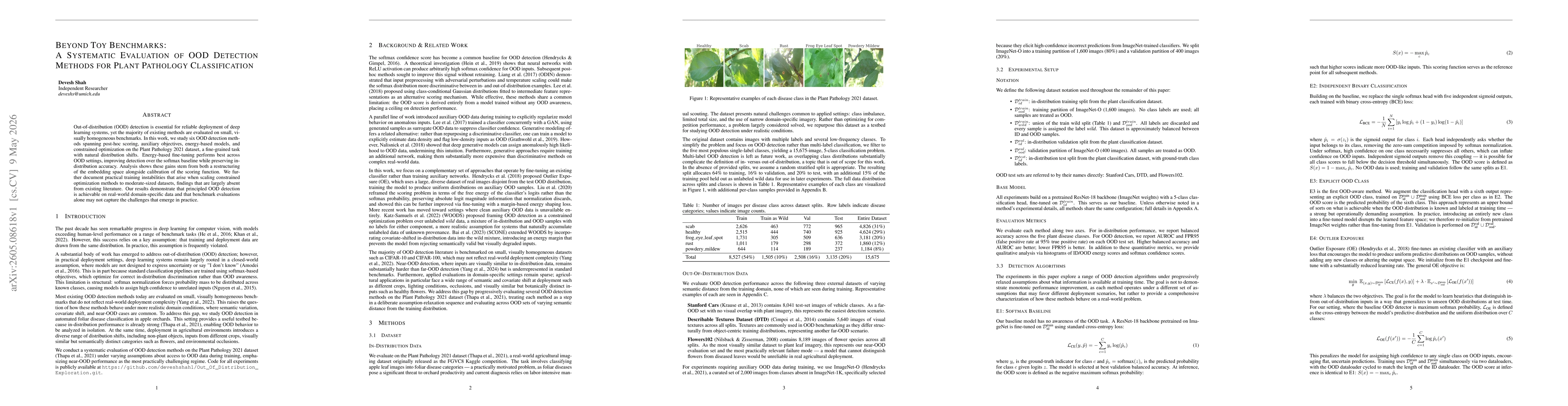 Thumbnail for Beyond Toy Benchmarks: A Systematic Evaluation of OOD Detection Methods For Plant Pathology Classification