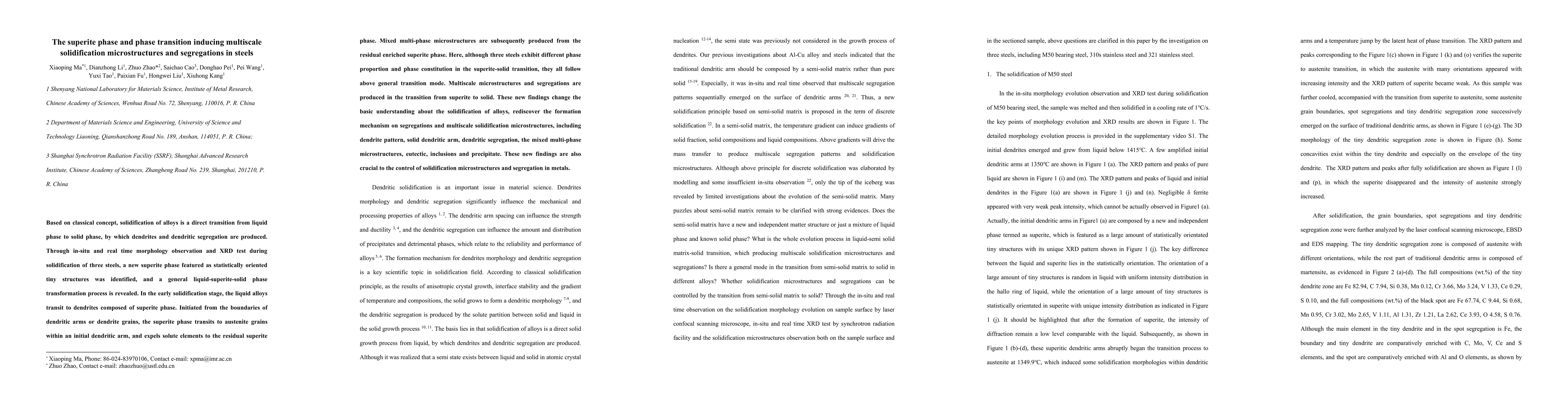 Thumbnail for The superite phase and phase transition inducing multiscale solidification microstructures and segregations in steels