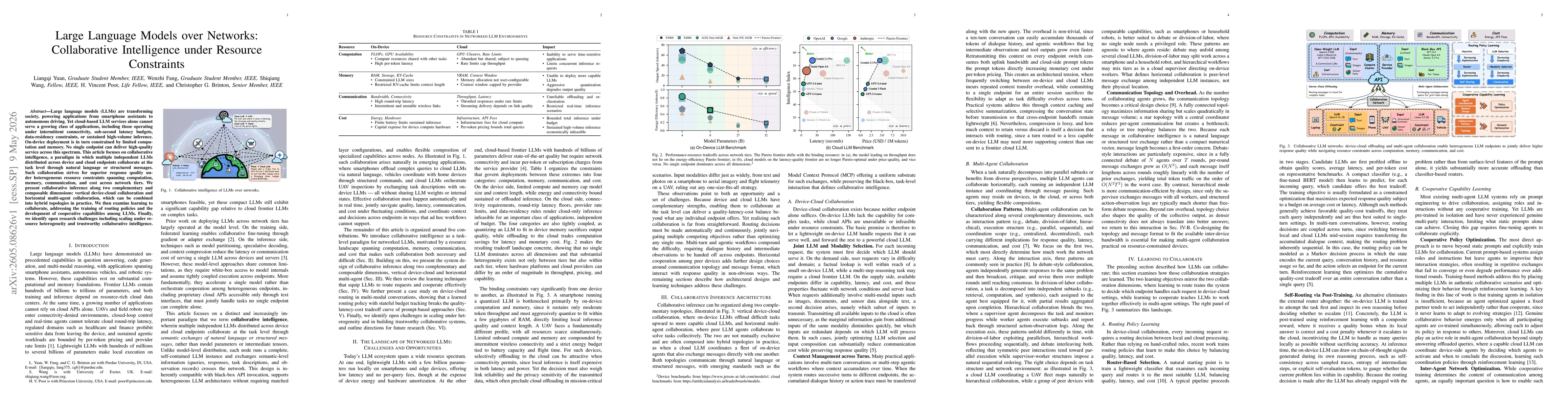 Thumbnail for Large Language Models over Networks: Collaborative Intelligence under Resource Constraints