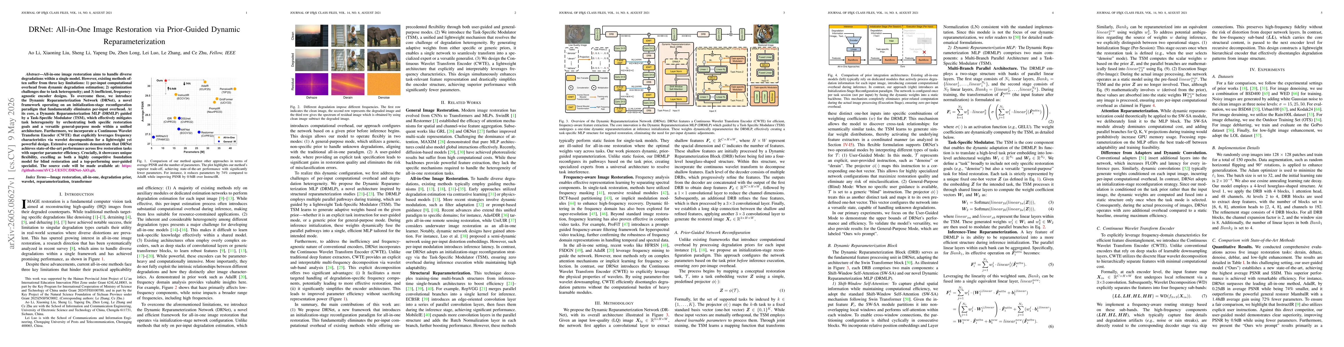 Thumbnail for DRNet: All-in-One Image Restoration via Prior-Guided Dynamic Reparameterization