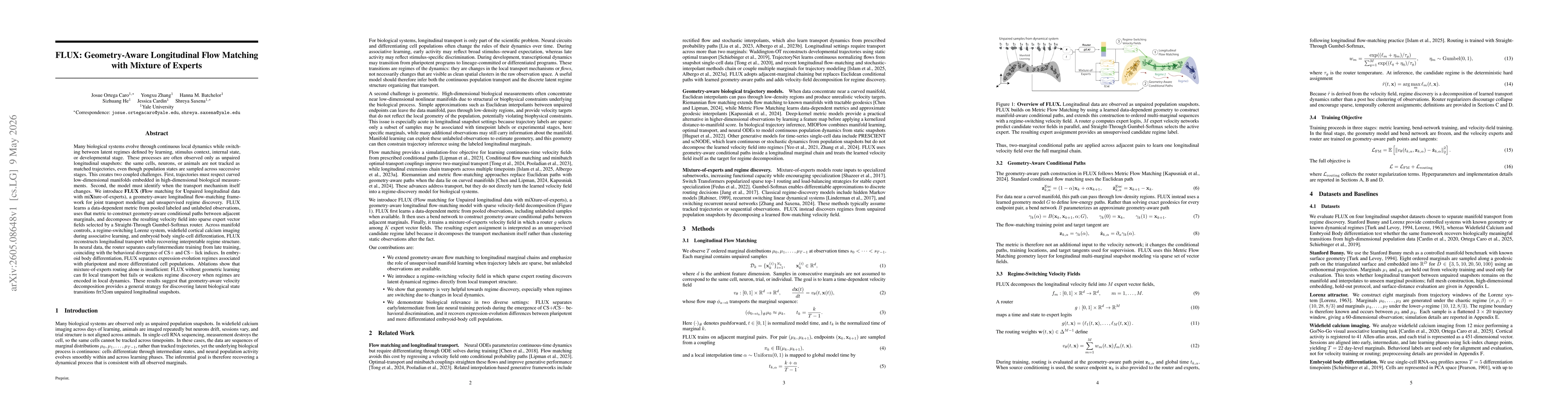 Thumbnail for FLUX: Geometry-Aware Longitudinal Flow Matching with Mixture of Experts