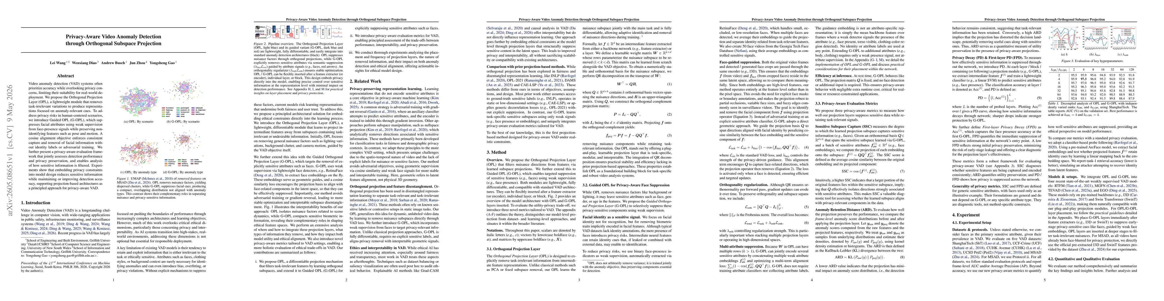 Thumbnail for Privacy-Aware Video Anomaly Detection through Orthogonal Subspace Projection