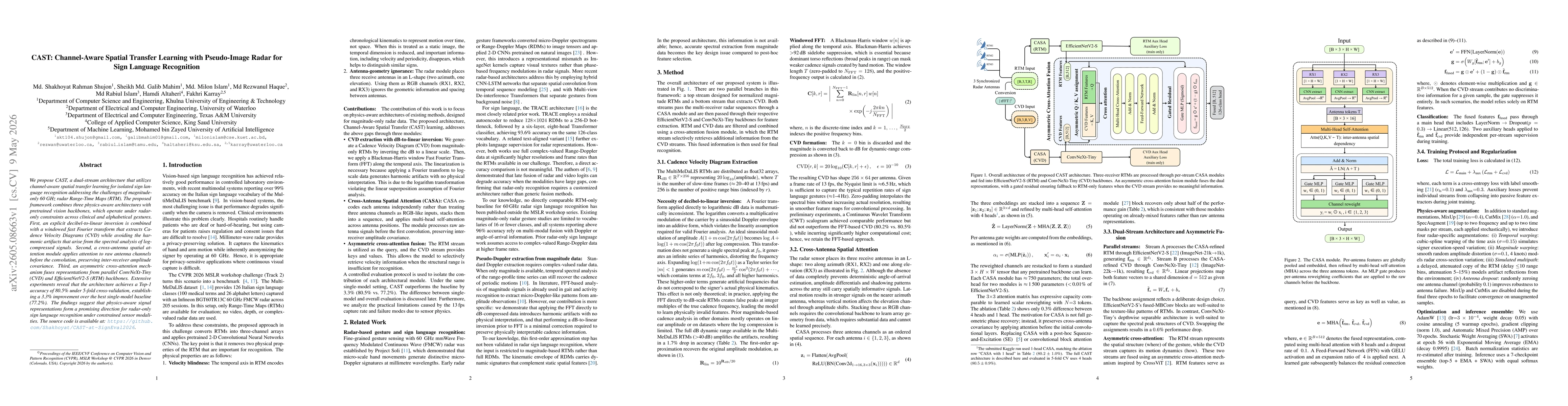 Thumbnail for CAST: Channel-Aware Spatial Transfer Learning with Pseudo-Image Radar for Sign Language Recognition