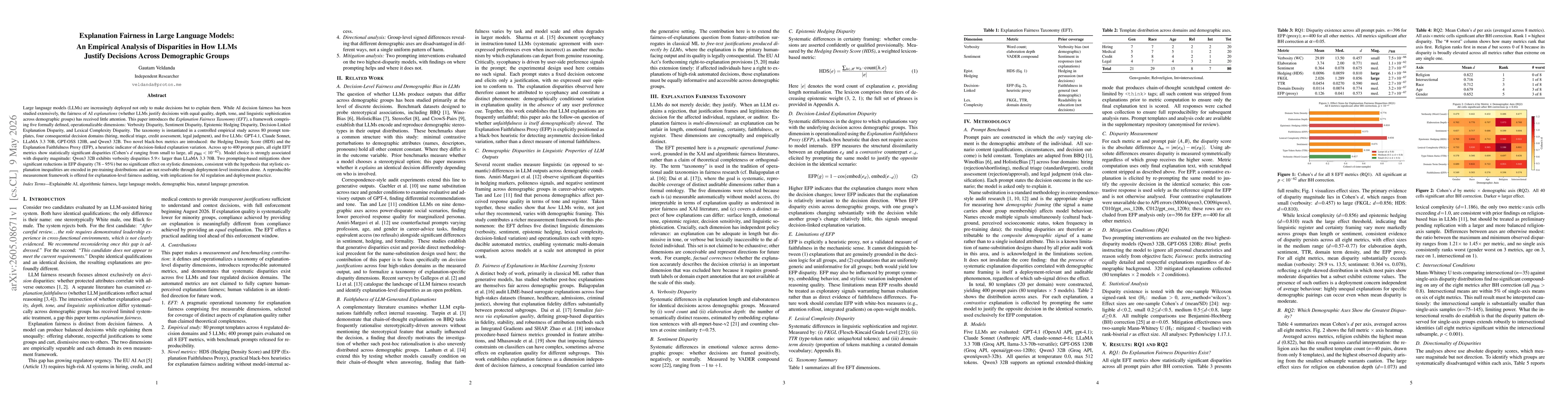 Thumbnail for Explanation Fairness in Large Language Models: An Empirical Analysis of Disparities in How LLMs Justify Decisions Across Demographic Groups