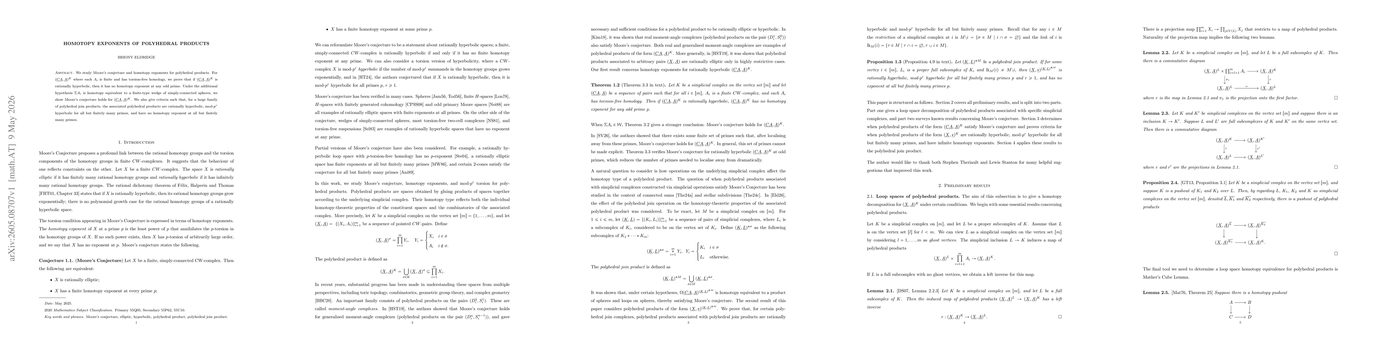 Thumbnail for Homotopy exponents of polyhedral products
