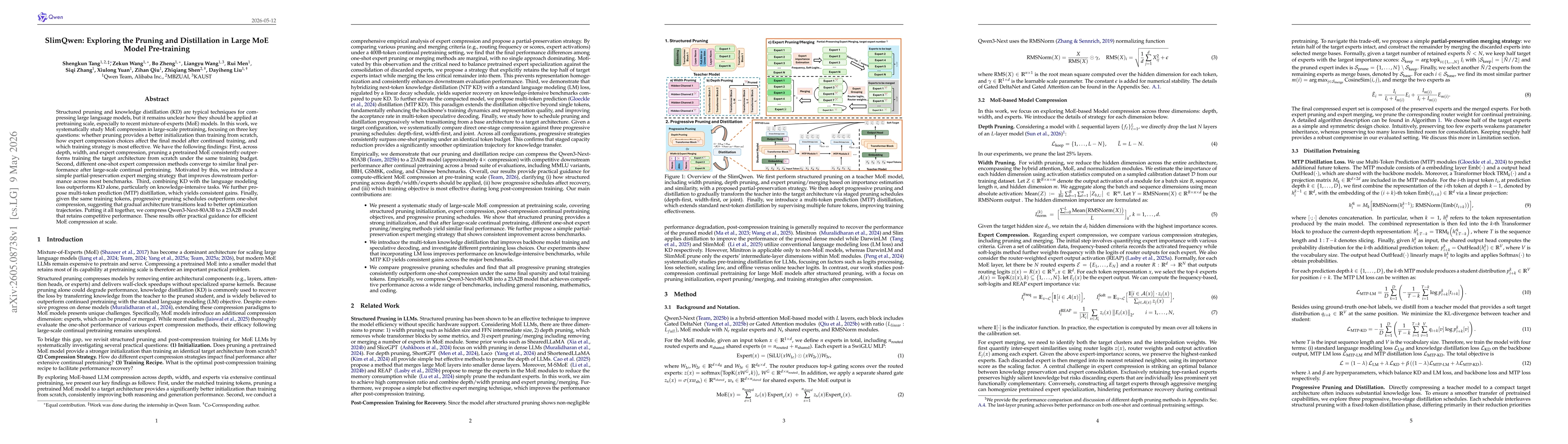 Thumbnail for SlimQwen: Exploring the Pruning and Distillation in Large MoE Model Pre-training