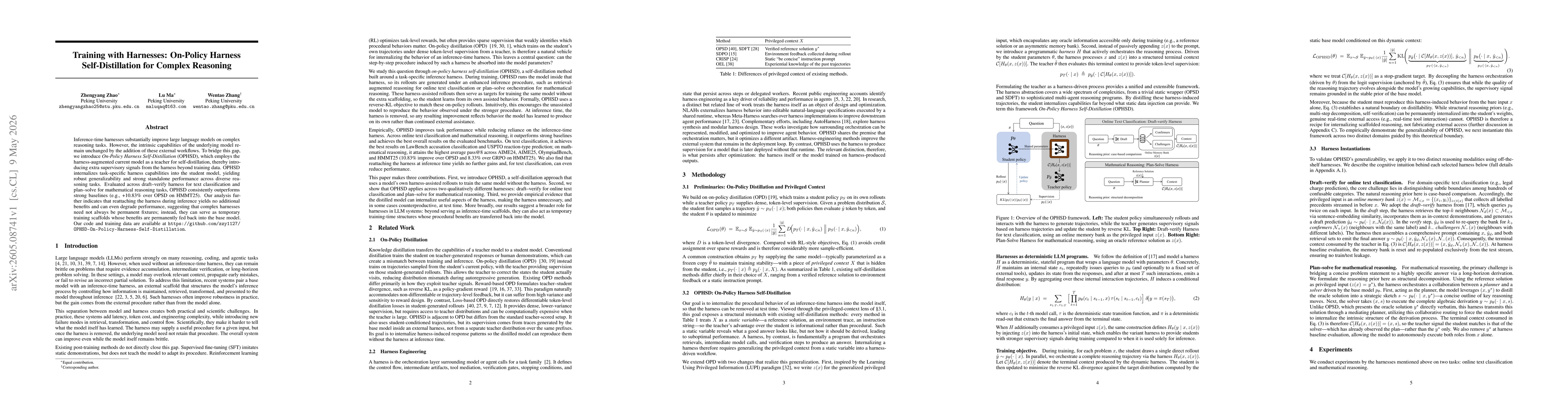 Thumbnail for Training with Harnesses: On-Policy Harness Self-Distillation for Complex Reasoning