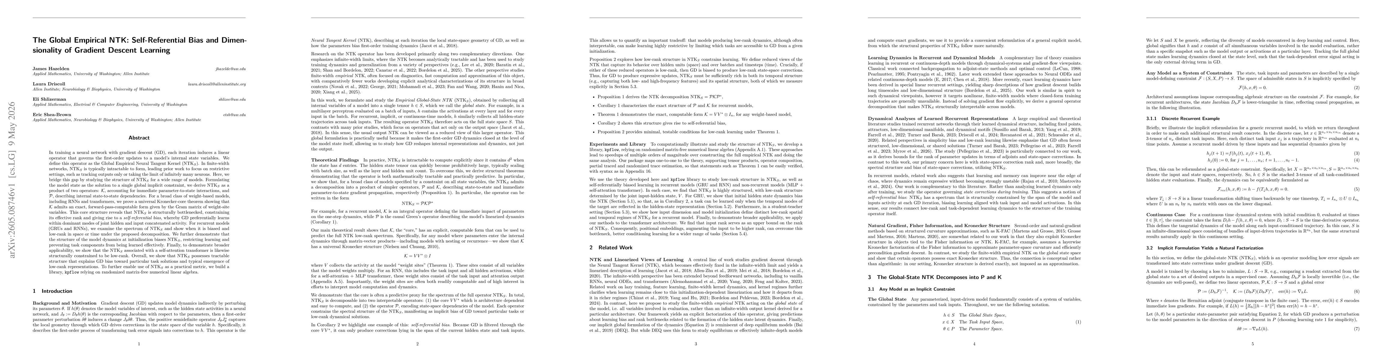 Thumbnail for The Global Empirical NTK: Self-Referential Bias and Dimensionality of Gradient Descent Learning