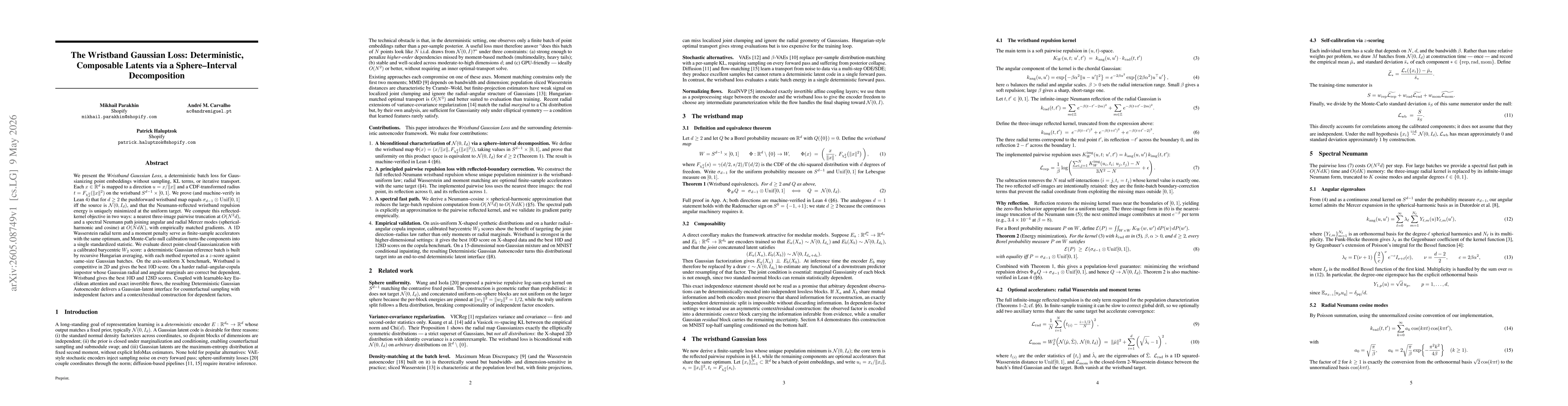 Thumbnail for The Wristband Gaussian Loss: Deterministic, Composable Latents via a Sphere-Interval Decomposition