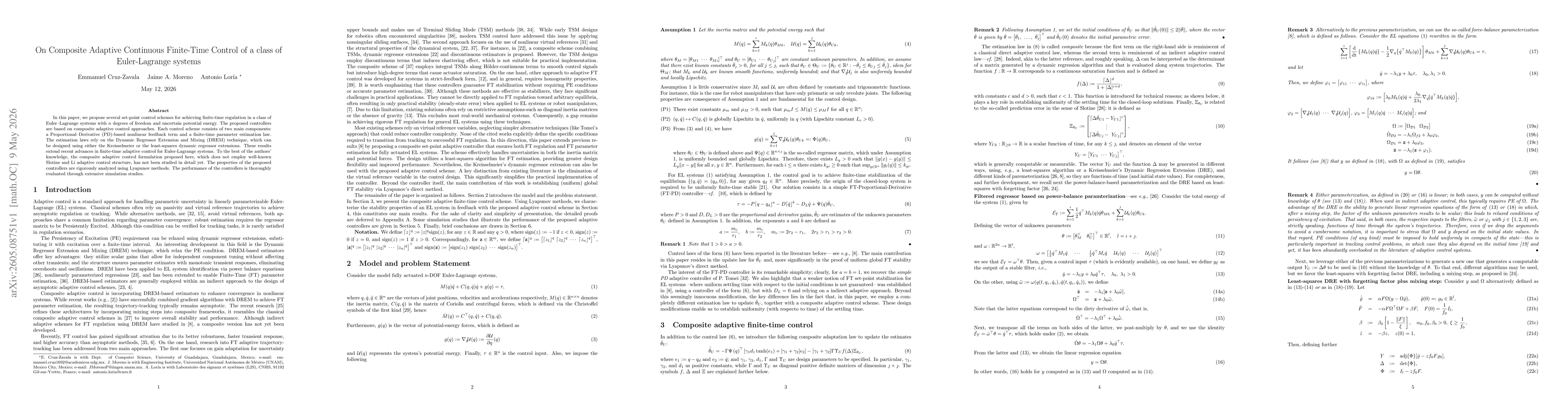 Thumbnail for On Composite Adaptive Continuous Finite-Time Control of a class of Euler-Lagrange systems