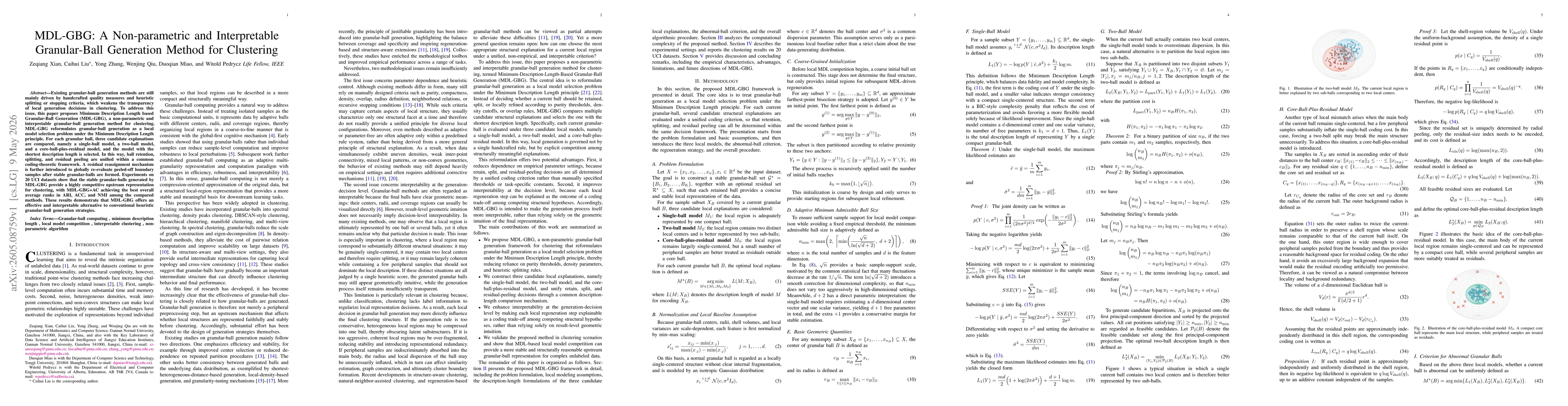 Thumbnail for MDL-GBG: A Non-parametric and Interpretable Granular-Ball Generation Method for Clustering