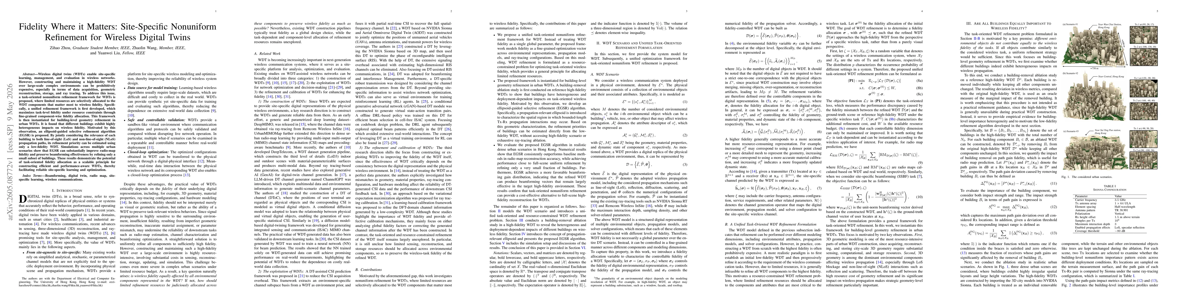 Thumbnail for Fidelity Where it Matters: Site-Specific Nonuniform Refinement for Wireless Digital Twins